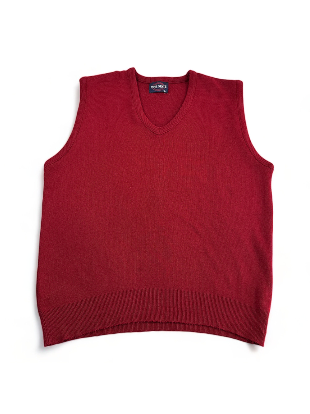 Vintage Pine State Sweater Vest Adult MEDIUM Burgundy V Neck Orlon Acrylic 80s